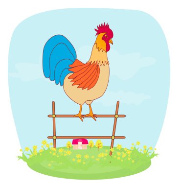 çiftlikte ötme horoz çizimleri