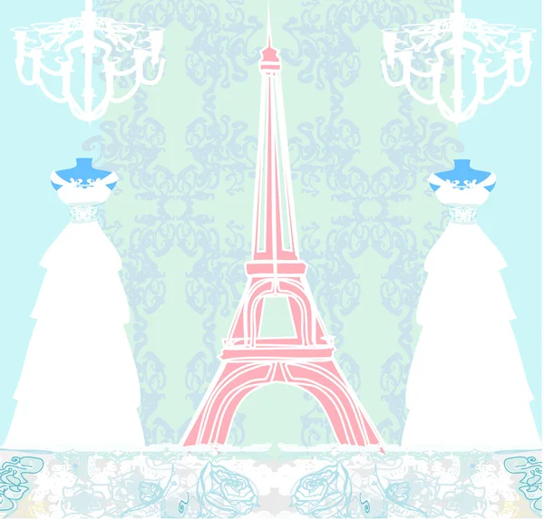 Mannequin and Eiffel Tower - abstract design — Stock Vector