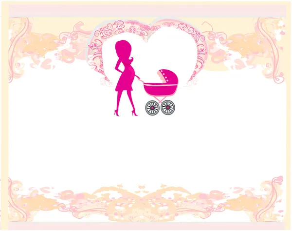 Mother with baby stroller — Stock Vector