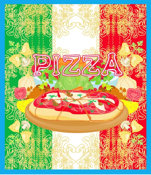Pizza póster grunge — Vector de stock