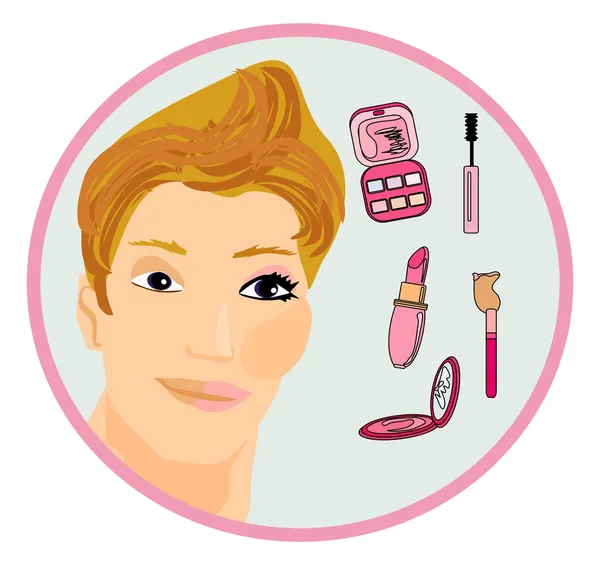 Makeup man like a woman — Stock Vector