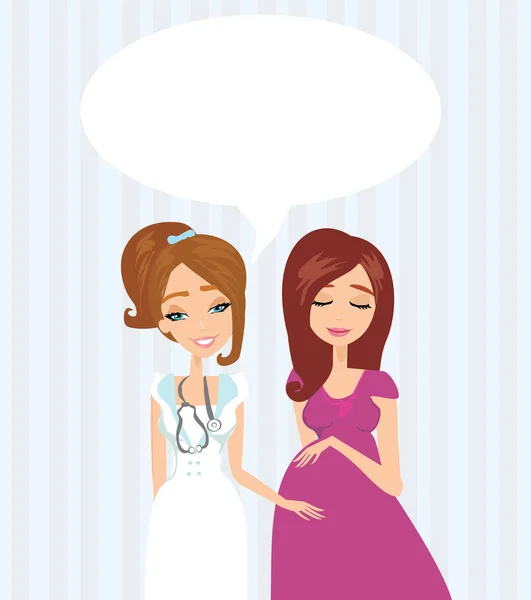 Illustratie van een zwangere vrouw met een prenatale controle — Stockvector