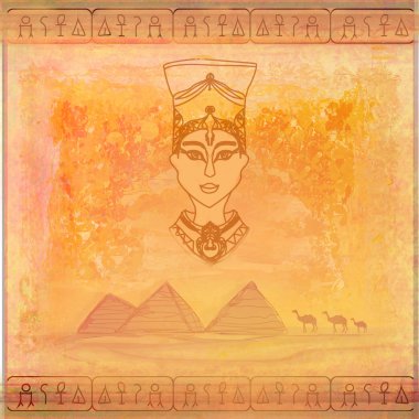 Mısır kraliçesiyle eski kağıt