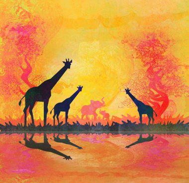 African savannah with reflection