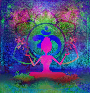 Yoga lotus pose - abstract background clipart