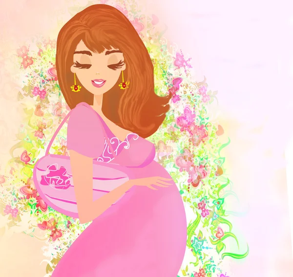 행복 한 임산부 베이비 샤워 카드 — 스톡 사진