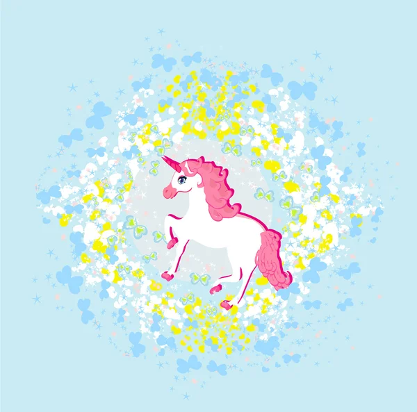 Vector Illustration of beautiful pink Unicorn. - Stok Vektor