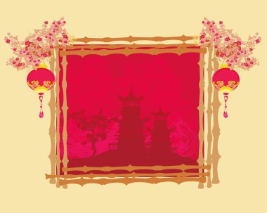 Dekoratif Çin manzara kartı