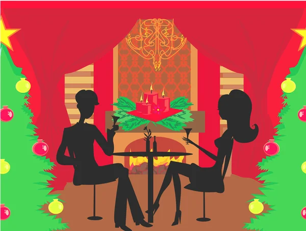 Christmas dinner. — Stock Vector