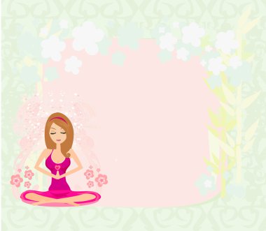 Nilüfer pozisyonunda yoga kızı, soyut çerçeve
