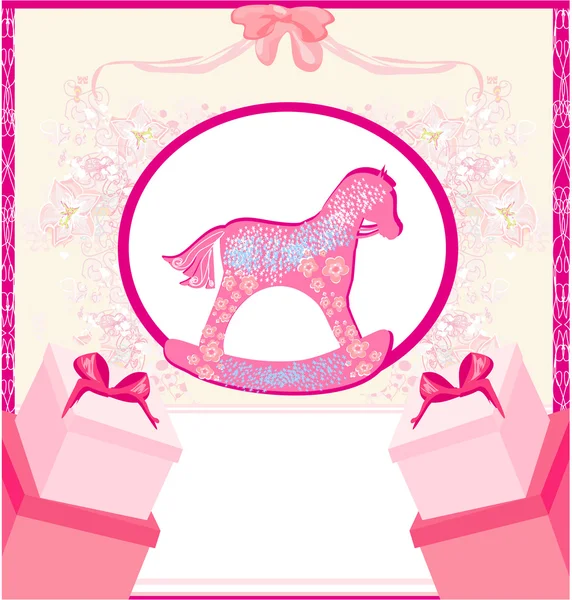 Caballos mecedoras - baby girl baby shower tarjeta de invitación — Vector de stock