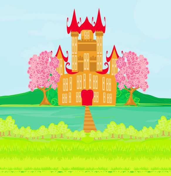 Castillo de princesa marrón en el río — Archivo Imágenes Vectoriales