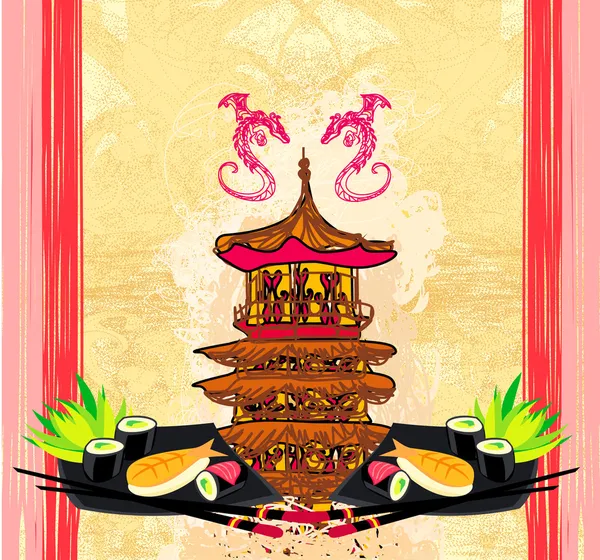 Japán ételmenü - vintage papír — Stock Vector