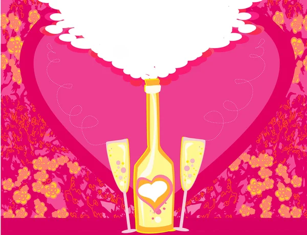 Vector illustratie van Champagne fles en glas — Stockvector