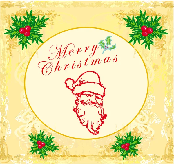 Santa Doodle Retro Card — Stock Vector