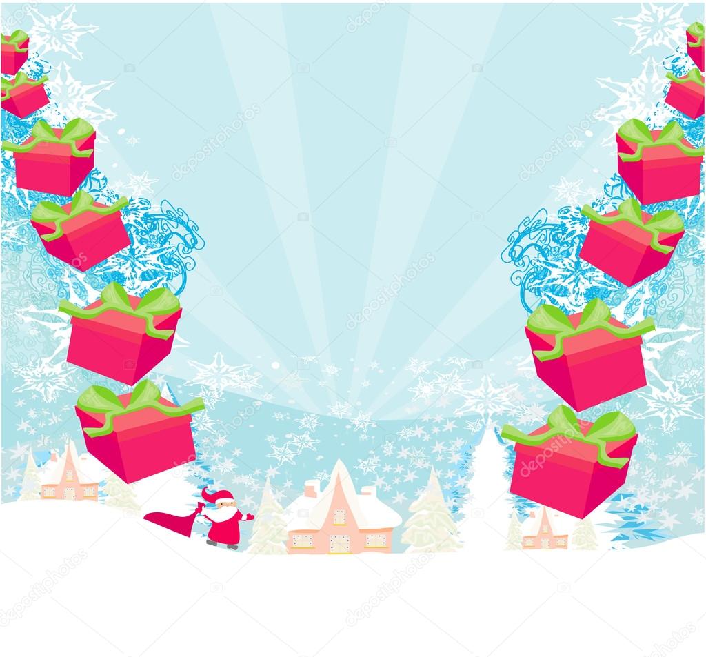 santa claus with gift abstract illustration