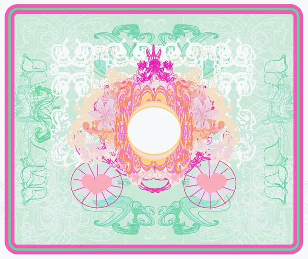 Vintage floral carriage invitation — Stock Vector