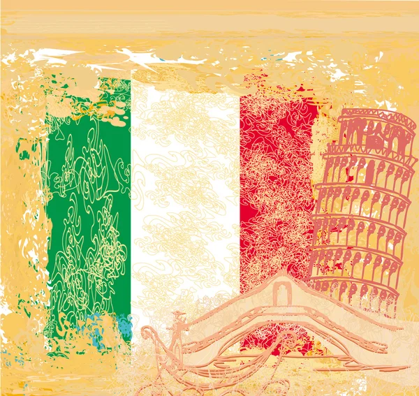 Grunge symboles de fond de l'italie - gondole et Pise tour — Image vectorielle