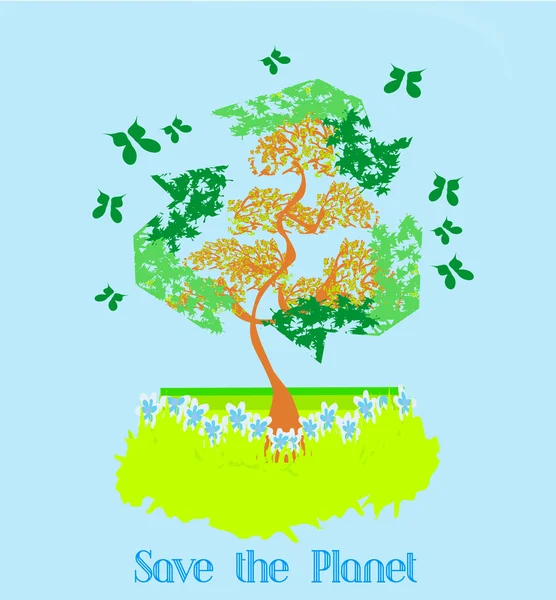 Rettet den Planeten - Veranschaulichung des Recyclings mit ökologischem Symbol — Stockvektor