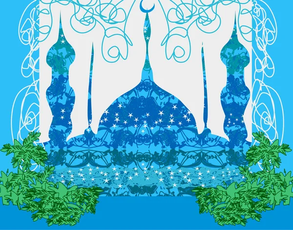 Konstnärligt mönster bakgrund med moské — Stock vektor