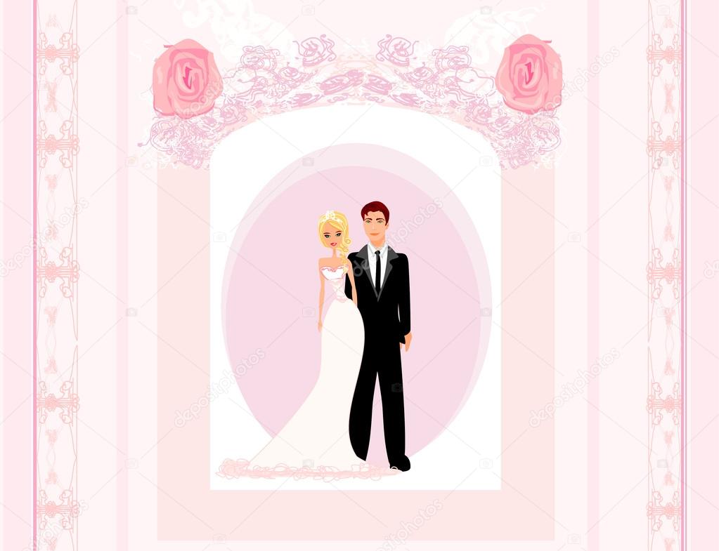 Wedding invitation card with a cute couple