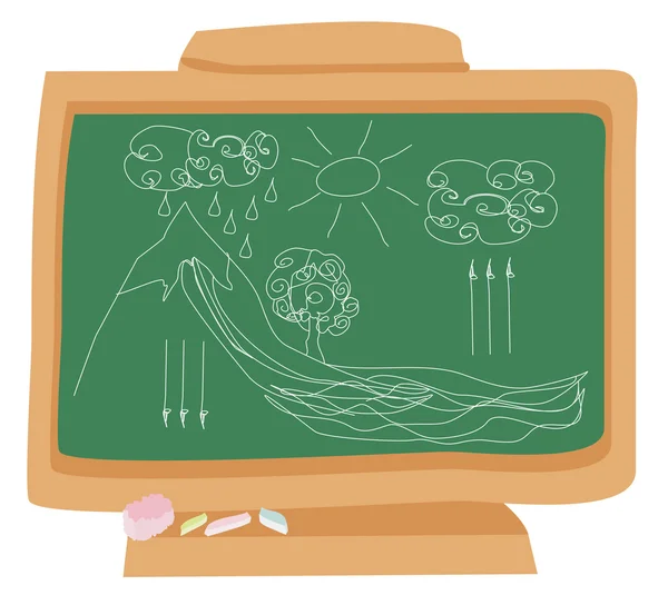 Cycle water in nature environment drawn with chalk on a school b — Stock Vector