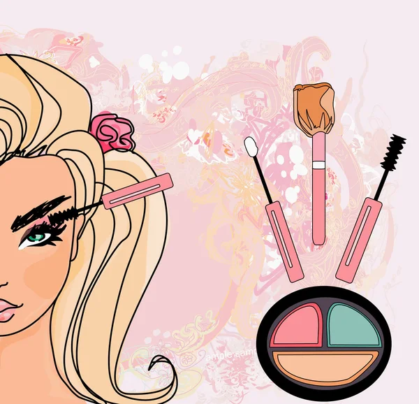 Mascara Applying. Makeup Closeup. — Stock Vector