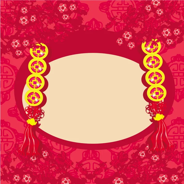 Chińska karta noworoczna - tradycyjne chińskie lampiony — Wektor stockowy