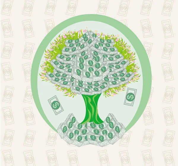Dinero creciendo en los árboles - tarjeta abstracta — Archivo Imágenes Vectoriales
