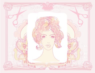 Kuafördeki güzel bir kızın vektör çizimi.