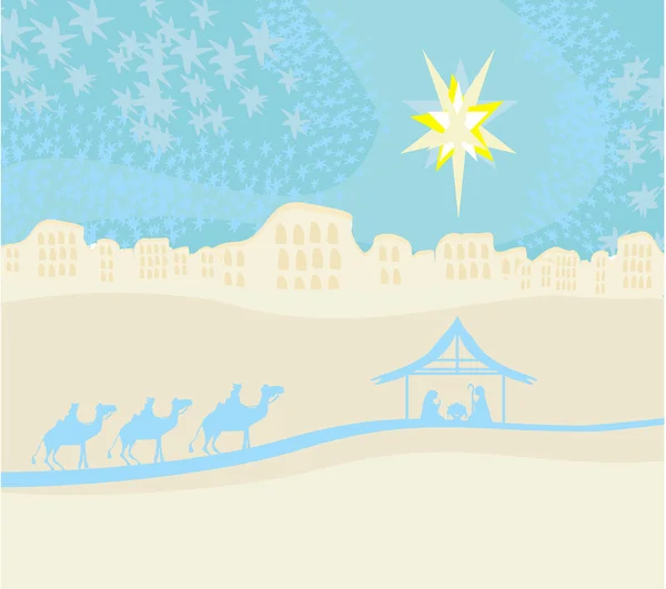 Escena bíblica - nacimiento de Jesús en Belén. — Archivo Imágenes Vectoriales