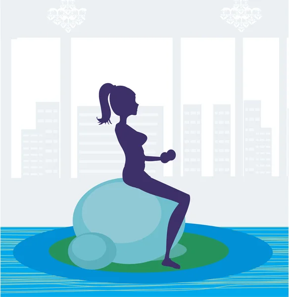 Girl exercising pilate in a gym — Stock Vector