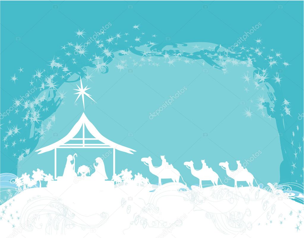 Christian Christmas nativity scene of baby Jesus in the manger