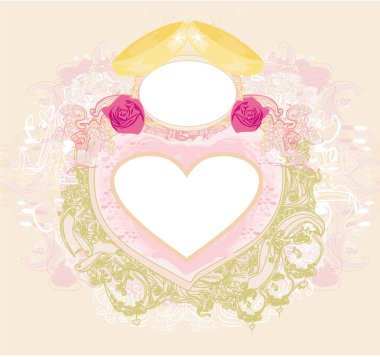 Yüzüklü klasik düğün kartı.