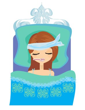 Hasta kız yatakta yatıyor.