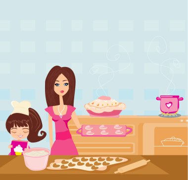 Mother Help In The Kitchen Free Vector Eps Cdr Ai Svg Vector Illustration Graphic Art