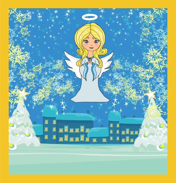 Αφηρημένη χριστουγεννιάτικη κάρτα με άγγελο — Διανυσματικό Αρχείο