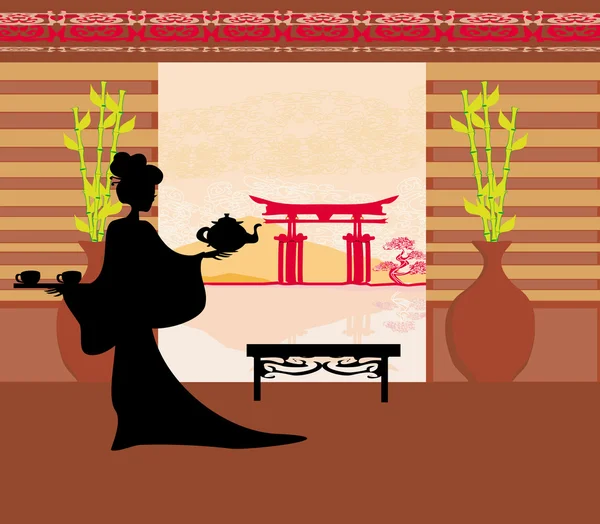 พิธีชงชาของเกอิชา — ภาพเวกเตอร์สต็อก