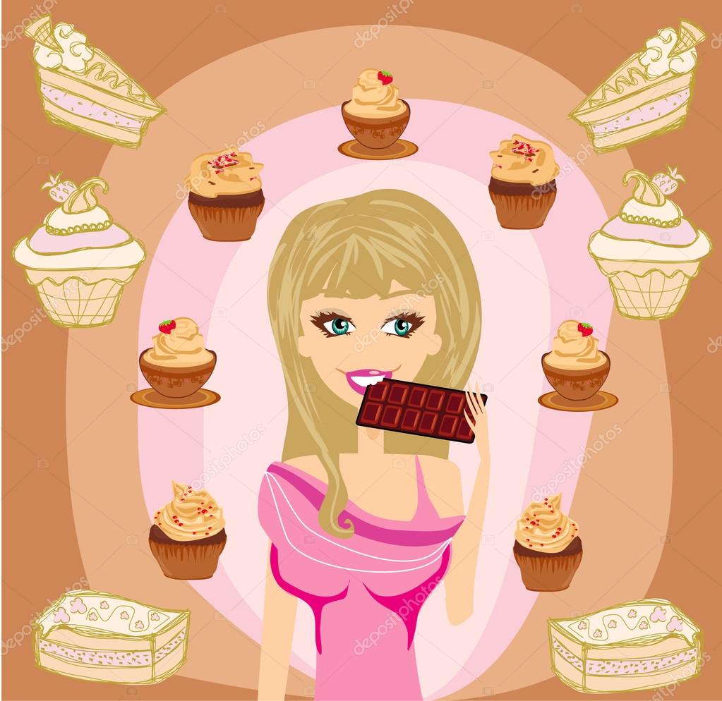 Girl eating chocolate Vector Art Stock Images | Depositphotos Girl eating chocolate Vector Art Stock Images | Depositphotos
