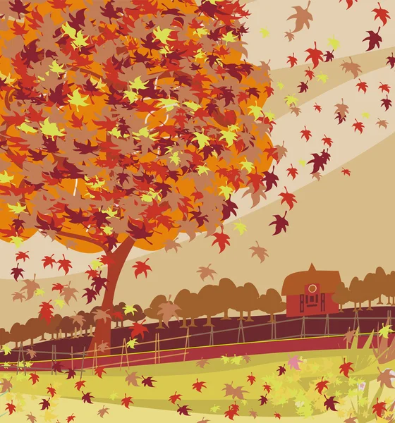 Herbst ländliche Landschaft Illustration — Stockvektor