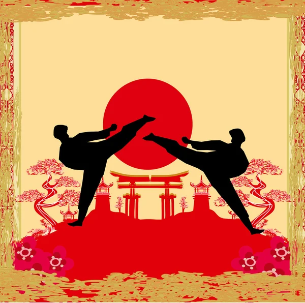 Karate occupations - Grunge background — Stock Vector