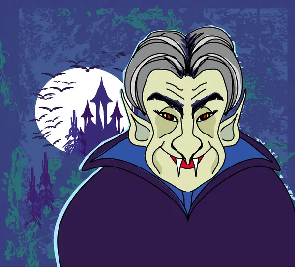 Halloween Einladung oder halloween Karte mit Dracula und dunklen Cas — Stockvektor