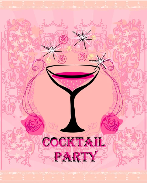 Cocktail party Invito Card — Vettoriale Stock