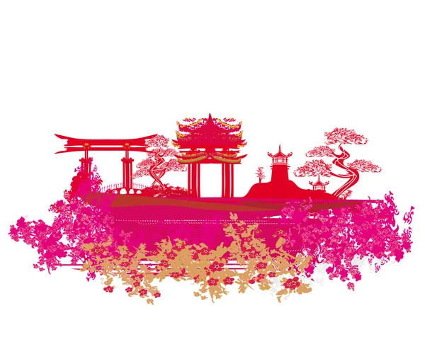 Decorative Chinese landscape card — Stock Vector