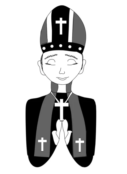 天主教牧师，主教教皇 — 图库矢量图片