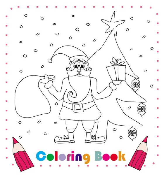 Drôle Père Noël personnage de Noël, livre à colorier — Image vectorielle