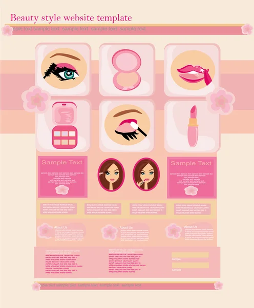 Modèle de site Web de style beauté - boutique de cosmétiques de maquillage — Image vectorielle