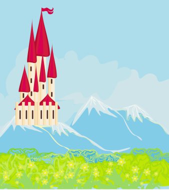 Ortaçağ kaleli Panorama.