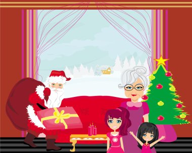 Torunları olan büyükanne Noel Baba 'yı bekliyor.