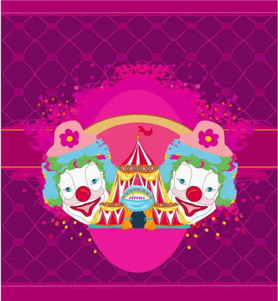 Circus and clowns abstract funny card — Stock Vector